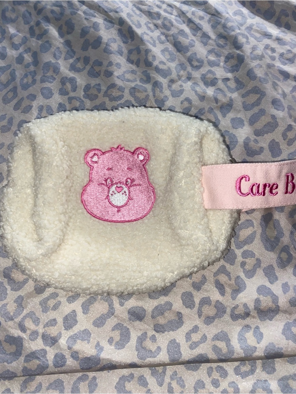 Fluffy white care bear plush cosmetic pouch